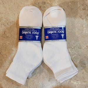 Diabetic Socks Size 10-13 Men's (2) 3-Packs White Loose Fit Top